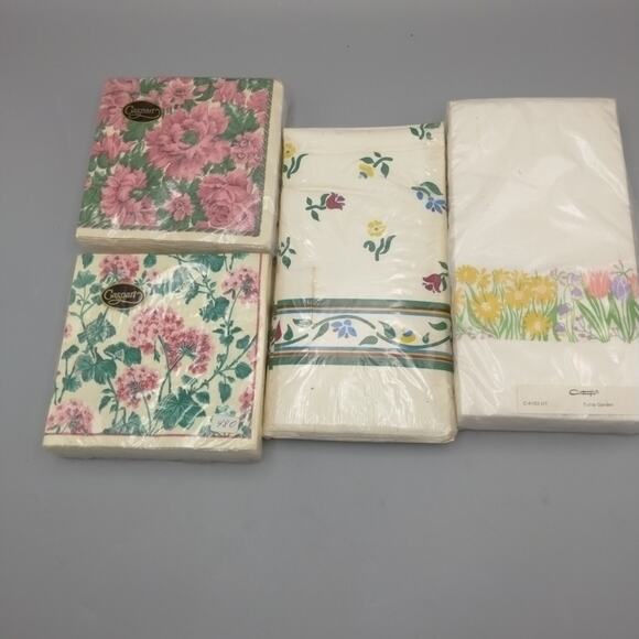 Lot 4 Floral Dinner 3 Ply Paper Napkins ~ Caspari, Contempo, Mimi Et Cie NEW - Picture 1 of 8